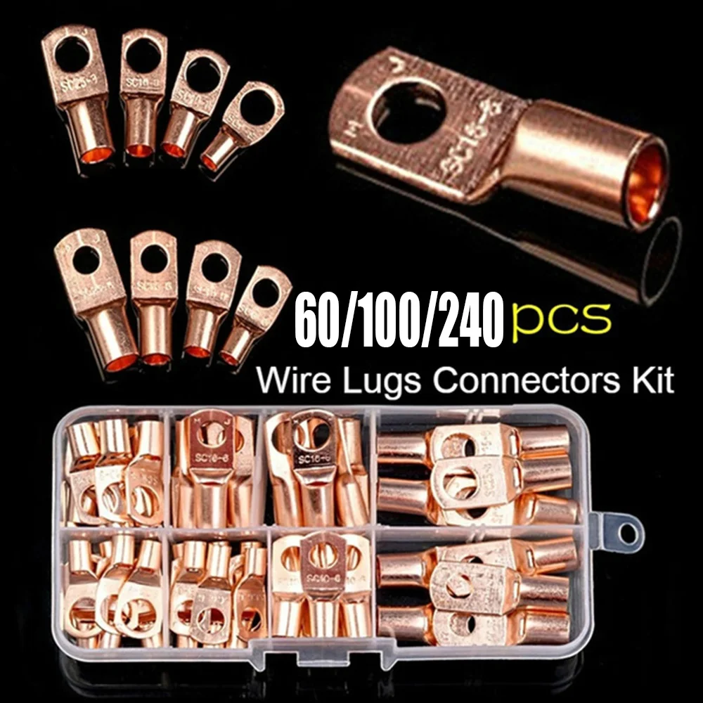 60/100/240Pcs SC6-25 Bare Terminals lug Tinned Tube Lug Seal Battery Wire Connectors Bare Cable Crimped/Soldered Terminal Kit
60/100/240Pcs SC6-25 Bare Terminals lug Tinned Tube Lug Seal Battery Wire Connectors Bare Cable Crimped/Soldered Terminal Kit