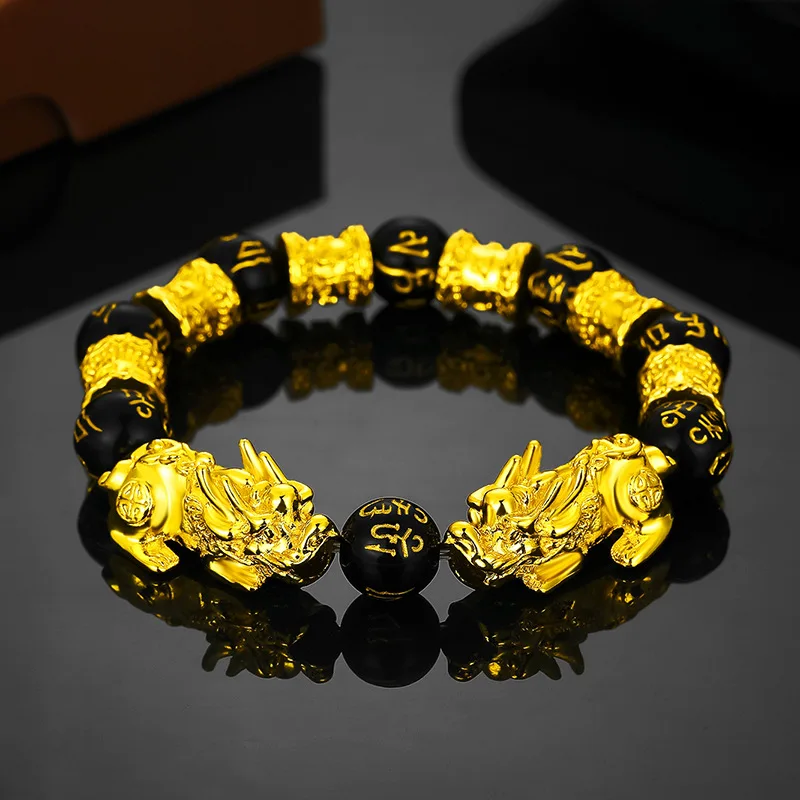 Buddhism Feng Shui Obsidian Stone Beads Bracelet Men Women Unisex Good Luck Gold Black Pi Xiu Wealth Color Changing Fine Jewelry
Buddhism Feng Shui Obsidian Stone Beads Bracelet Men Women Unisex Good Luck Gold Black Pi Xiu Wealth Color Changing Fine Jewelry