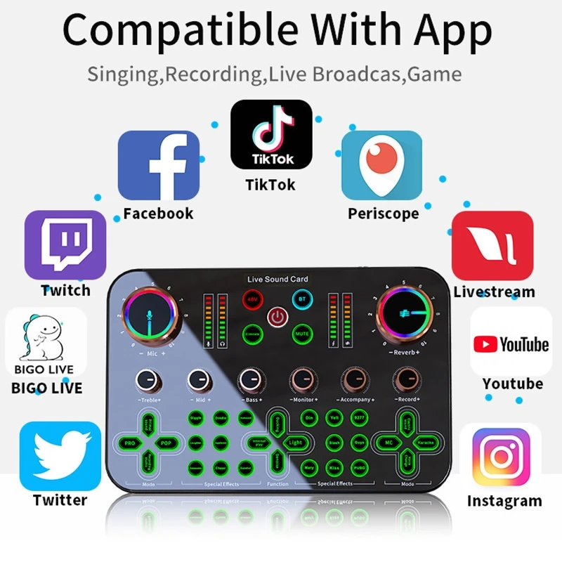DJ16 Sound Card 48V Large Diaphragm Condenser Microphone Voice Changer for Microphone Karaoke Online Podcast Short Video E8BE
DJ16 Sound Card 48V Large Diaphragm Condenser Microphone Voice Changer for Microphone Karaoke Online Podcast Short Video E8BE