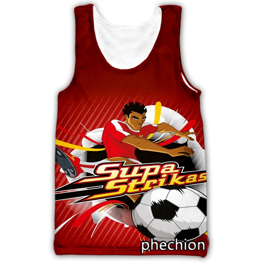 

phechion New Fashion Men/Women Supa Strikas 3D Printed Sleeveless Vest Streetwear Men Loose Sporting Tank Tops D98