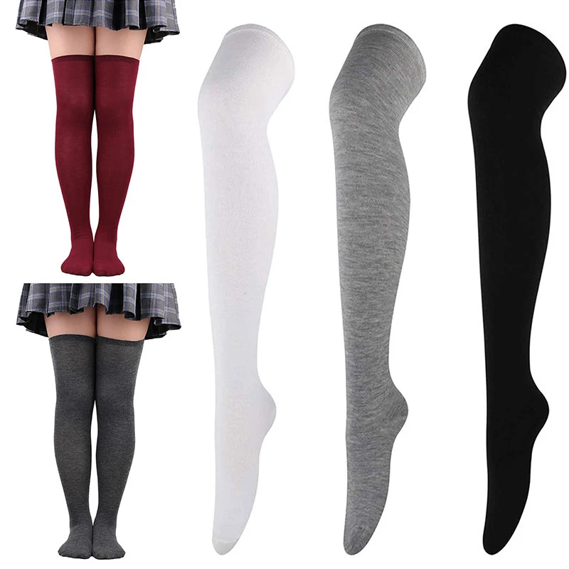 

Однотонные компрессионные чулки для женщин, мягкие эластичные высокие носки до бедра, длинные носки для танцев и выступлений, гетры выше колена