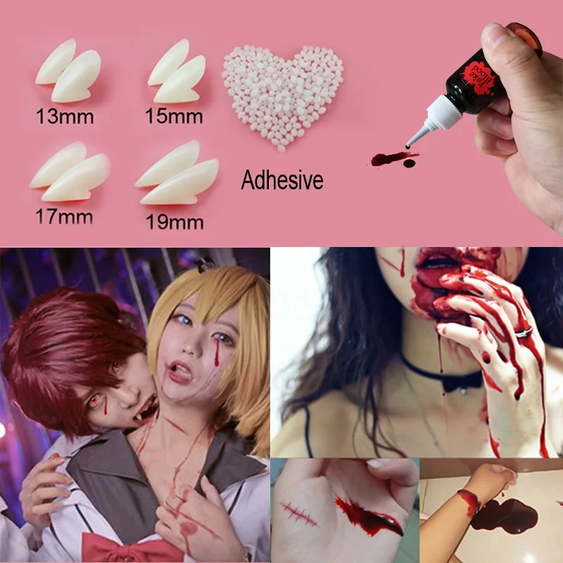 Vampire Teeth Fangs Fake Blood Dentures Props Halloween Zombie False Tooth Ghost Devil Cosplay Party Solid Glue Denture Adhesive
Vampire Teeth Fangs Fake Blood Dentures Props Halloween Zombie False Tooth Ghost Devil Cosplay Party Solid Glue Denture Adhesive