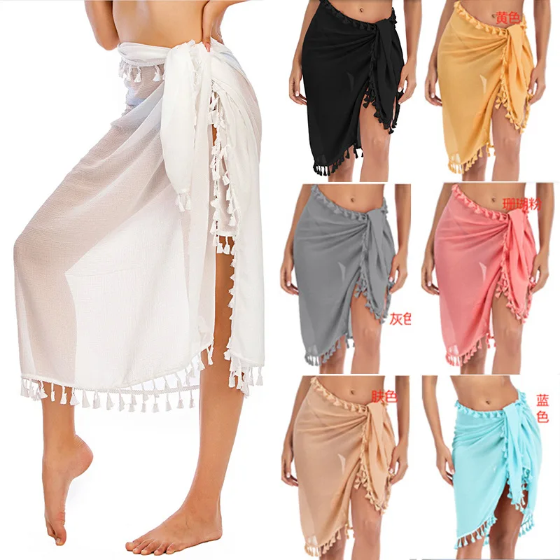 Women Chiffon See-Through Bikini Cover Up Wrap Scarf Swimwear Pareo Sarong Dress Solid Tassel Casual Beach Dress Beach Outfits
Women Chiffon See-Through Bikini Cover Up Wrap Scarf Swimwear Pareo Sarong Dress Solid Tassel Casual Beach Dress Beach Outfits