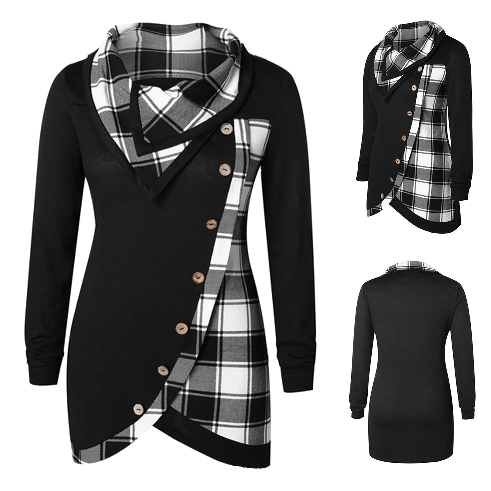 Womens Lapel Collar Long Sleeves With Contrasting Check Mod Bod Tops Women Summer T Shirts Basics Long Sleeve Shirt Women
Womens Lapel Collar Long Sleeves With Contrasting Check Mod Bod Tops Women Summer T Shirts Basics Long Sleeve Shirt Women