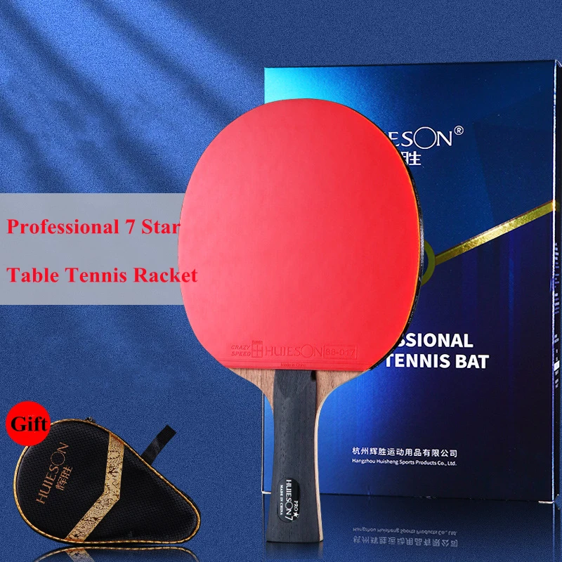 

Профессиональная ракетка для настольного тенниса Huieson 7 звезд, 7-слойная ракетка из орехового карбона для пинг-понга с чехлом