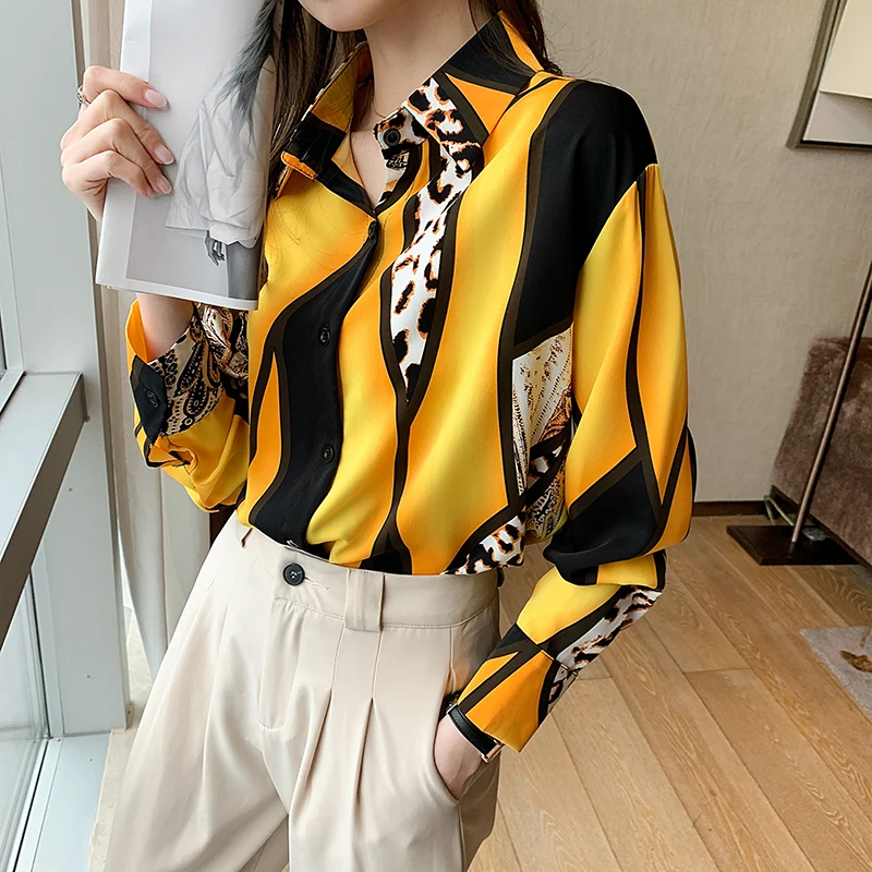 2022 Spring Autumn Women's Shirt New Korean Retro Loose Contrast Color Leopard Chiffon Blouse Commuter Long Sleeve Tops Women
2022 Spring Autumn Women's Shirt New Korean Retro Loose Contrast Color Leopard Chiffon Blouse Commuter Long Sleeve Tops Women