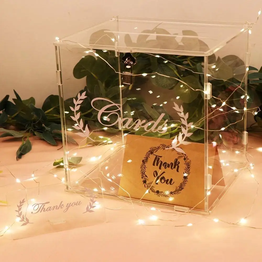 Clear Acrylic Wedding Card Box with Lock and Card Sign for Wedding Reception Security Money Box for Birthday Baby Shower
Clear Acrylic Wedding Card Box with Lock and Card Sign for Wedding Reception Security Money Box for Birthday Baby Shower