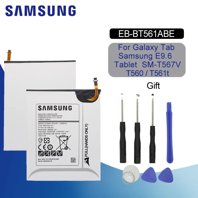 Оригинальная запасная батарея SAMSUNG для планшета 5000 мАч для Samsung Galaxy Tab E Φ T560 T561 литий-ионная батарея + инструмент
Оригинальная запасная батарея SAMSUNG для планшета 5000 мАч для Samsung Galaxy Tab E Φ T560 T561 литий-ионная батарея + инструмент