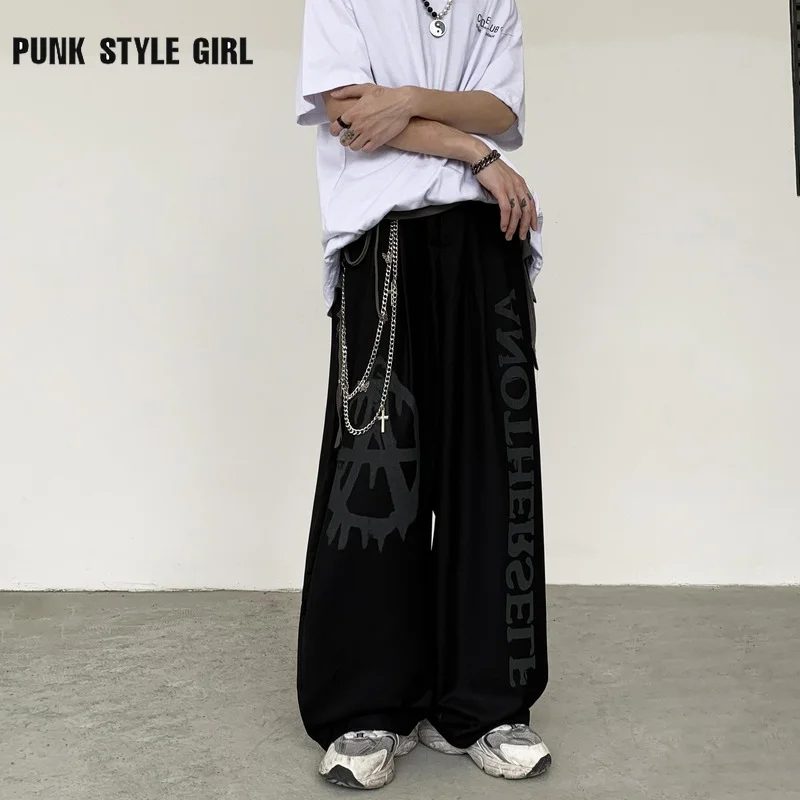 Брюки с широкими штанинами в готическом стиле, прямые штаны с граффити в готическом стиле академии, E-Girl BF Kpop Y2k Techwear, свободные Смешные джинс... 
Брюки с широкими штанинами в готическом стиле, прямые штаны с граффити в готическом стиле академии, E-Girl BF Kpop Y2k Techwear, свободные Смешные джинс...