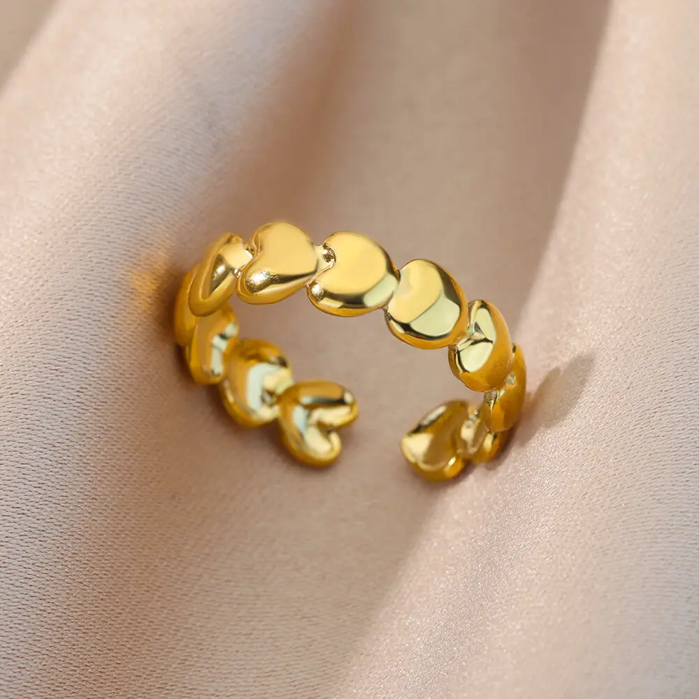 Vintage Heart Rings for Women Stainless Steel Gold Plated Adjustable Ring Romantic New In Couple Wedding Jewerly anillos mujer
Vintage Heart Rings for Women Stainless Steel Gold Plated Adjustable Ring Romantic New In Couple Wedding Jewerly anillos mujer