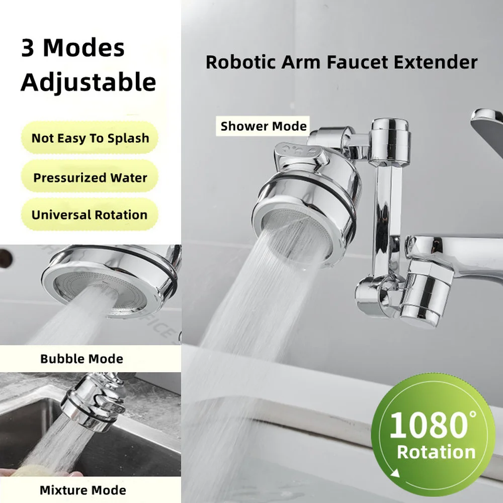 Аэратор для кухонного крана, вращающийся на 1080 °, 3 режима
Аэратор для кухонного крана, вращающийся на 1080 °, 3 режима