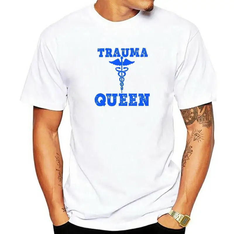 

Trauma Queen Shirt Funny Nurse Nursing Doctor Medical ER RN Graphic Men's T Shirts Printed Tops & Tees Cotton Comfortable