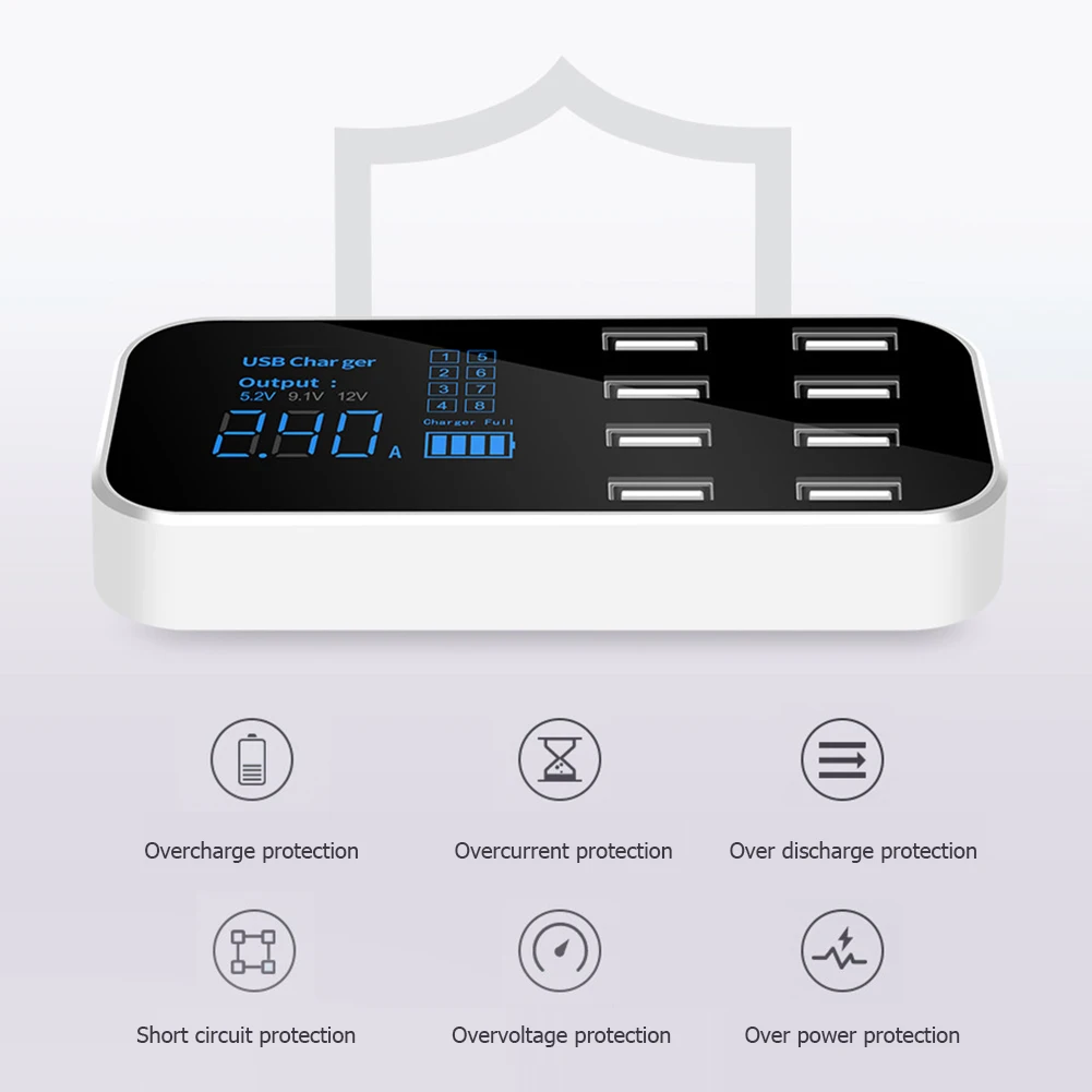 8 Ports USB Car Charger Fast Charging Phone Charger 40W Multi USB Socket with LED Display for iPhone Android Samsung
8 Ports USB Car Charger Fast Charging Phone Charger 40W Multi USB Socket with LED Display for iPhone Android Samsung