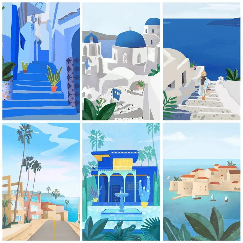 Morocco Barcelona Santorini Blue City Poster Girl Canvas Painting Travel Landscape Wall Art Living Room Decoration Home Decor
Morocco Barcelona Santorini Blue City Poster Girl Canvas Painting Travel Landscape Wall Art Living Room Decoration Home Decor