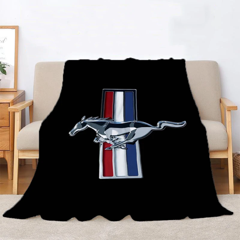 

Плед для дивана с логотипом машины Mustang, одеяла для кровати, двойное покрывало, пушистое мягкое теплое зимнее одеяло большого размера, толстое аниме