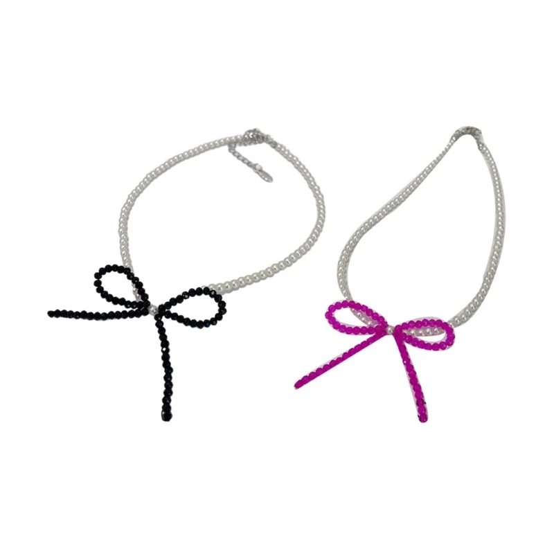 Imitation Pearls Chain Necklaces Lovely Pearls Necklaces Bowknot Pendant Necklaces Y2k Party Jewelry Gift for Girl Women 264E
Imitation Pearls Chain Necklaces Lovely Pearls Necklaces Bowknot Pendant Necklaces Y2k Party Jewelry Gift for Girl Women 264E