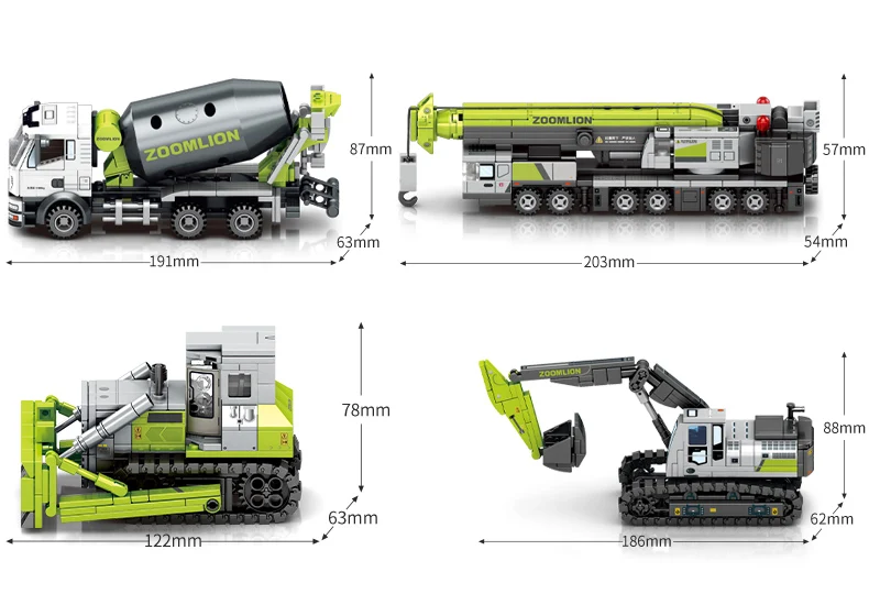 Truck Mixer Bulldozer Crane Building Block Urban Construction Bricks Set For Kids 
Truck Mixer Bulldozer Crane Building Block Urban Construction Bricks Set For Kids