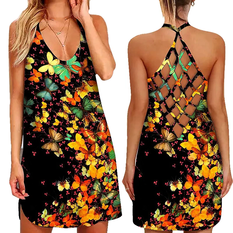 Women 2021 Loose Summer Sexy Backless Suspenders Dress Butterfly Printed Summer Boho Casual Party Elegant Dresses
Women 2021 Loose Summer Sexy Backless Suspenders Dress Butterfly Printed Summer Boho Casual Party Elegant Dresses