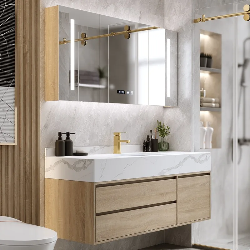 Light Luxury Bathroom Slate Bathroom Cabinet Combination Modern Minimalist Washstand One Mirror Schminktisch Household Items
Light Luxury Bathroom Slate Bathroom Cabinet Combination Modern Minimalist Washstand One Mirror Schminktisch Household Items