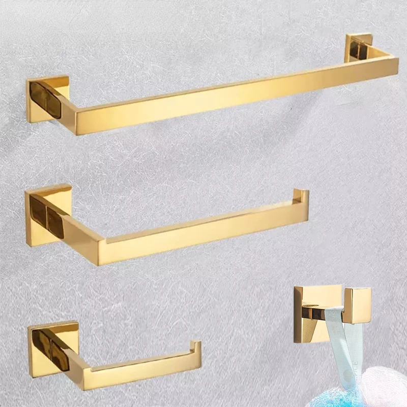 Bathroom Gold Polished Hardware Set Stainless Steel Robe Hook Towel Bar Toilet Roll Paper Holder Towel Ring Bathroom Accessories
Bathroom Gold Polished Hardware Set Stainless Steel Robe Hook Towel Bar Toilet Roll Paper Holder Towel Ring Bathroom Accessories
