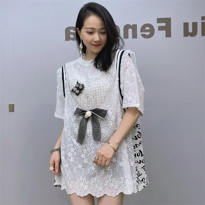 Women's Embroidered Cotton Linen Short Sleeved Top Lace Shirt Chiffon Shirt Medium Length Women's T-shirt
Women's Embroidered Cotton Linen Short Sleeved Top Lace Shirt Chiffon Shirt Medium Length Women's T-shirt