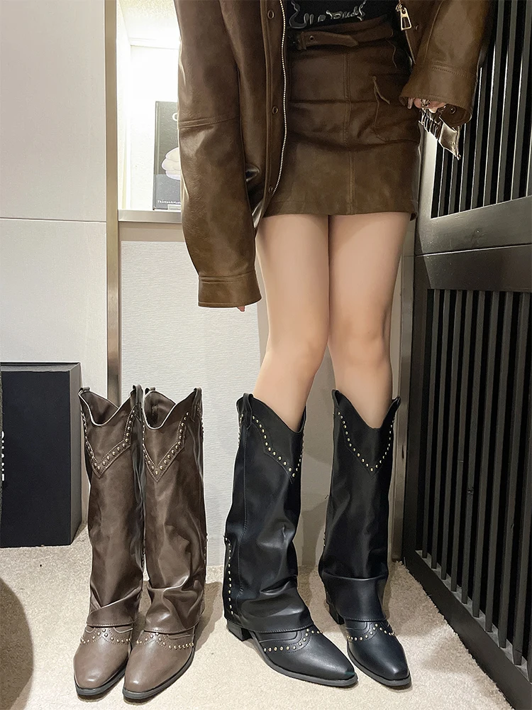 

Lady Boots Pointe Shoes Sexy Thigh High Heels High Sexy Boots-Women Rivets Pointy Over-the-Knee Rubber 2023 Autumn Stiletto