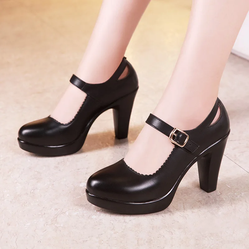 Genuine Leather Shoes Women Round Toe Platform Pumps High Heels Fashion Black Women's Work Shoes Plus Size 32-43
Genuine Leather Shoes Women Round Toe Platform Pumps High Heels Fashion Black Women's Work Shoes Plus Size 32-43