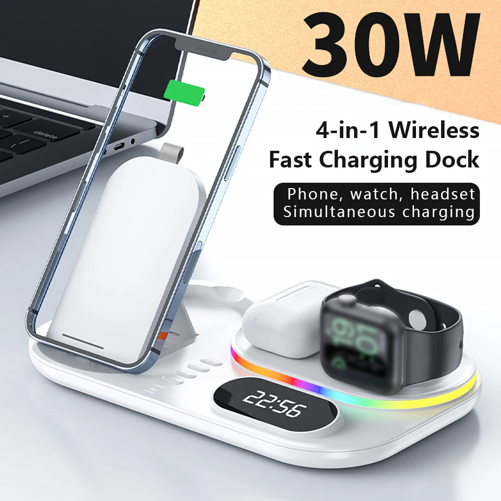 30W 4 in 1 Qi Wireless Charger Dock Station Fast Charging Stand For iPhone 13 12 11 XS XR X 8 Apple Watch SE 6 5 4 3 AirPods Pro
30W 4 in 1 Qi Wireless Charger Dock Station Fast Charging Stand For iPhone 13 12 11 XS XR X 8 Apple Watch SE 6 5 4 3 AirPods Pro