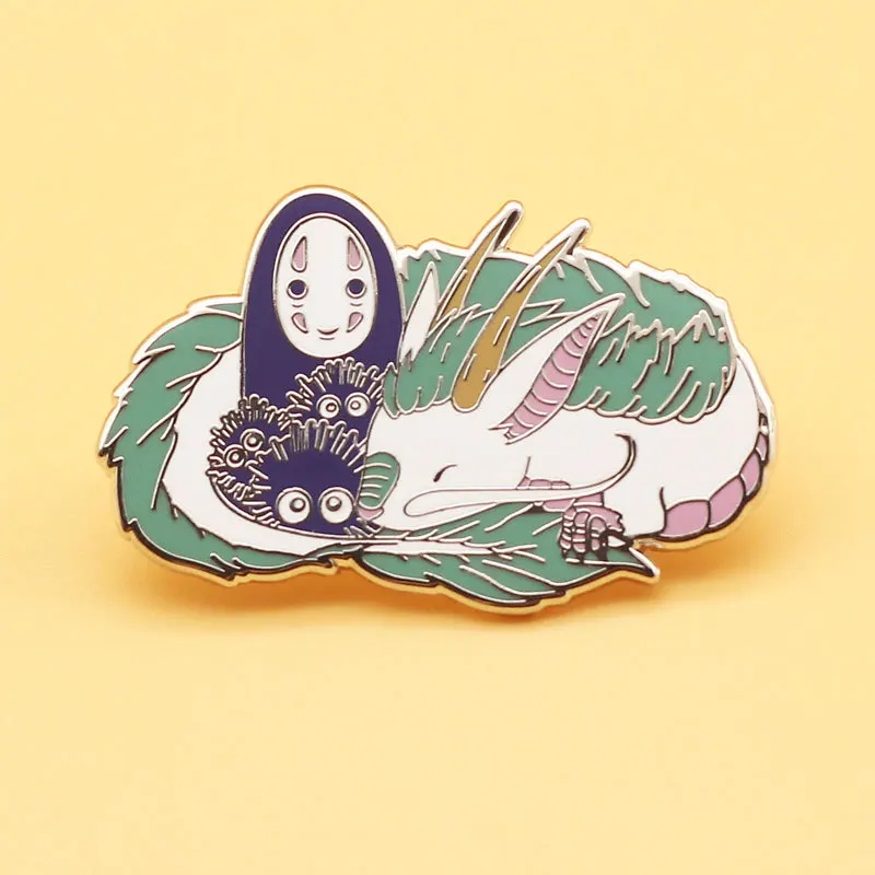 

XM-funny Japanese anime brooch faceless male white dragon metal badge high-grade alloy enamel pin buckle anime accessories