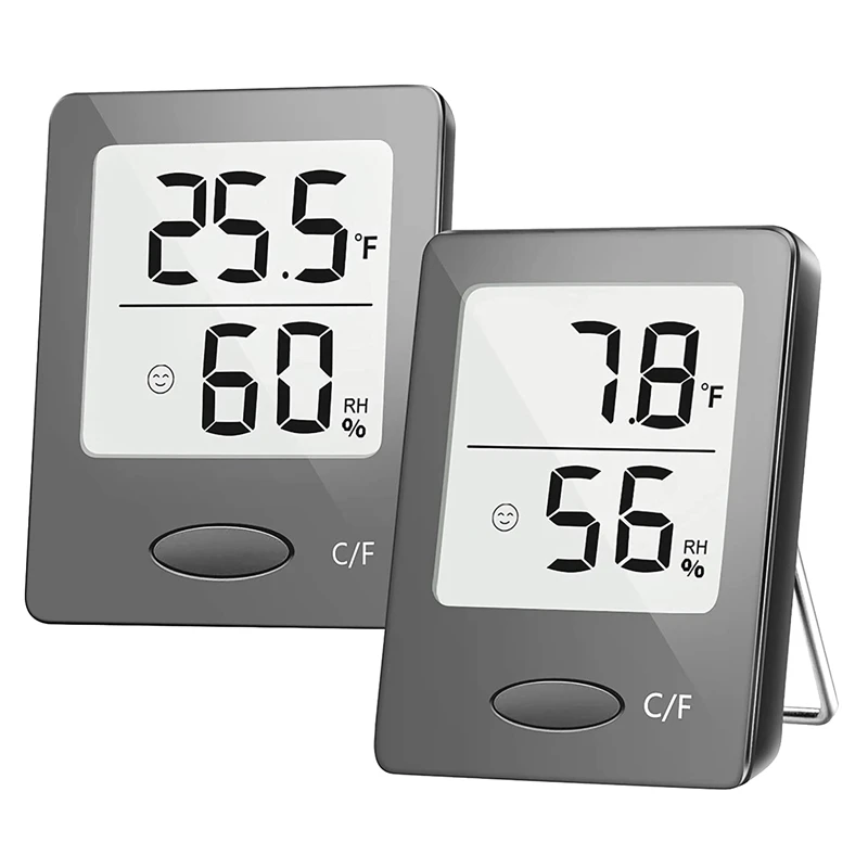

Цифровой термометр-гигрометр с четким ЖК-дисплеем, измеритель влажности для дома, внутреннего и наружного использования (2 упаковки)