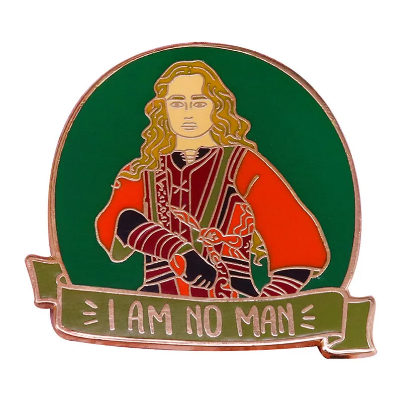 

Feminist I Am No Man LotR Brooch Enamel Pin Brooches Metal Badges Lapel Pins Denim Jacket Jewelry Accessories Gifts