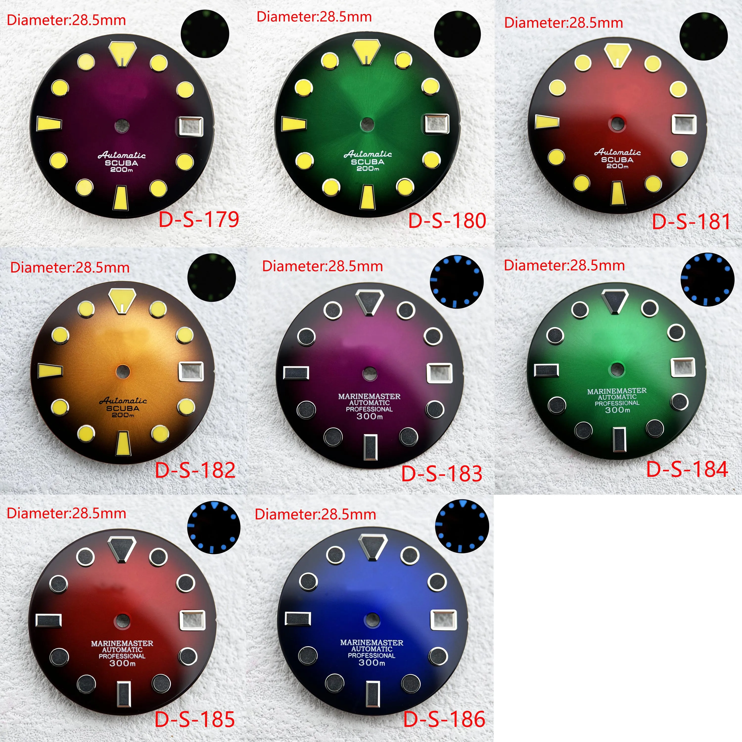 

Customizable SKX007/SUB 28.5mm single calendar dial watch accessory, suitable for NH35 NH36 automatic movement, with S logo