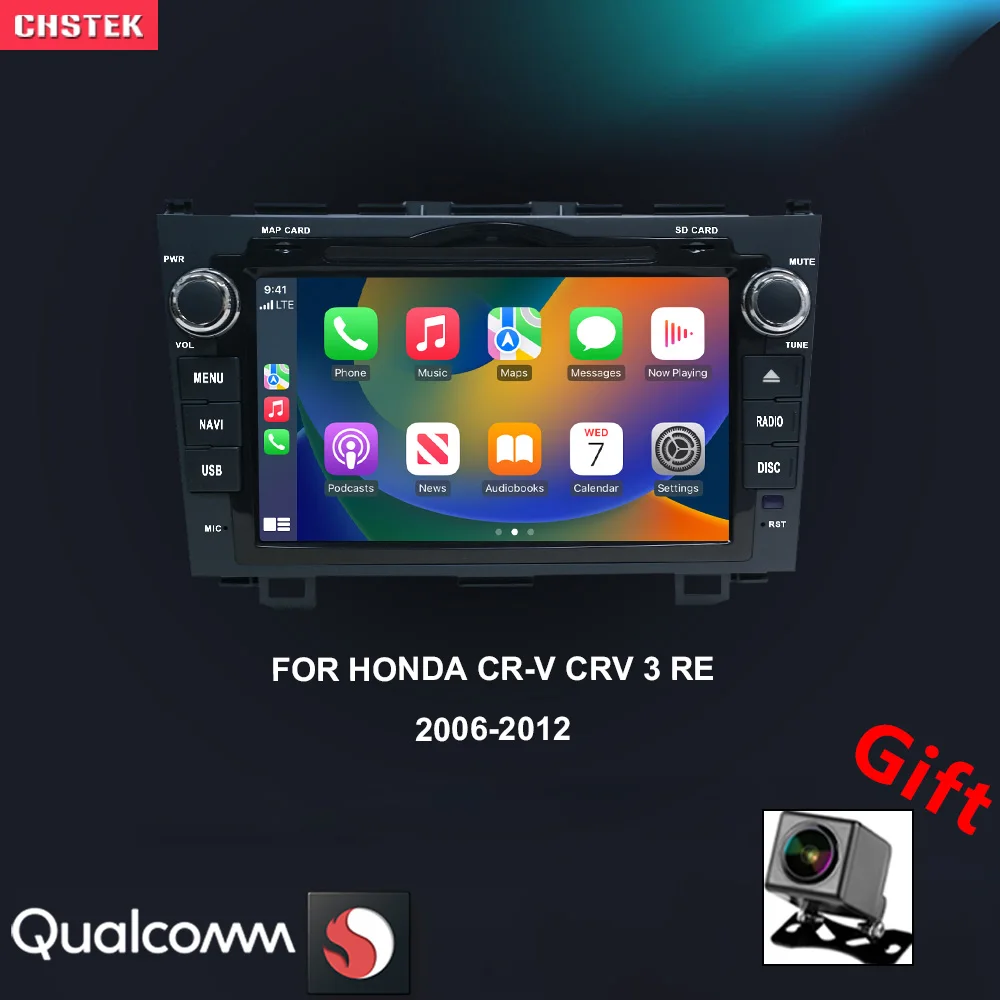 Автомобильный радиоприемник CHSTEK Carplay Android 13 для Honda CR-V 3 RE CRV 2006-2012 мультимедийный