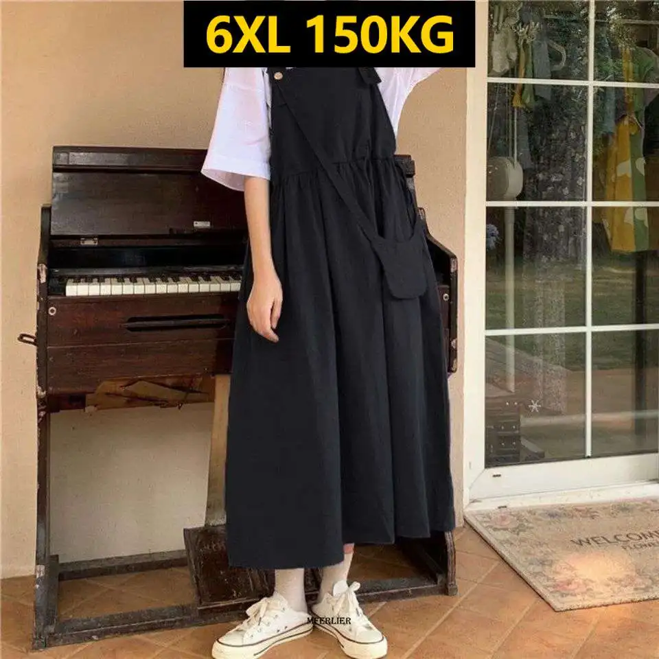 E GIRLS Large Size 6XL 150kg Summer Black Dress Spaghetti Strap Female High Waist Preppy Dresses For Women Sleeveless Summer Lon
E GIRLS Large Size 6XL 150kg Summer Black Dress Spaghetti Strap Female High Waist Preppy Dresses For Women Sleeveless Summer Lon