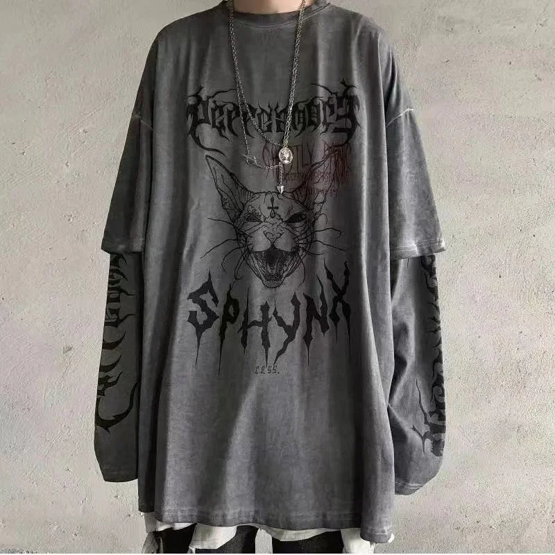 Y2K Emo Men Summer Oversized T-Shirt Korean Harajuku Tshirt Streetwear Dark Academia Hip Hop Alt Long Sleeved T Shirts Clothes
Y2K Emo Men Summer Oversized T-Shirt Korean Harajuku Tshirt Streetwear Dark Academia Hip Hop Alt Long Sleeved T Shirts Clothes