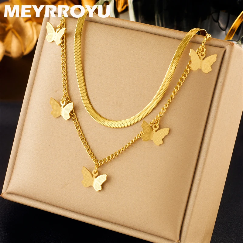 MEYRROYU 316L Stainless Steel Necklace Butterfly Pendant Double Chain Clavicle For Women Vintage Gift Jewelry Accessories Bijoux
MEYRROYU 316L Stainless Steel Necklace Butterfly Pendant Double Chain Clavicle For Women Vintage Gift Jewelry Accessories Bijoux