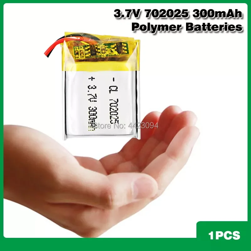 3.7V 300mAh Li-ion Battery 702025 Lithium Polymer Rechargeable Battery for MP3 MP4 bluetooth headset LED light toy lighter
3.7V 300mAh Li-ion Battery 702025 Lithium Polymer Rechargeable Battery for MP3 MP4 bluetooth headset LED light toy lighter