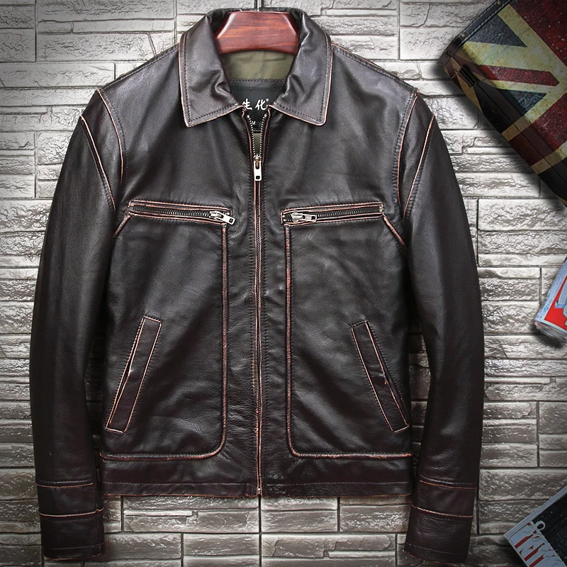 DHL Free Shipping Men's Vintage Motorcycle Cowhide Leather Jacket Large Size Soft Thick Cow Biker Jackets Spring Autumn Coats
DHL Free Shipping Men's Vintage Motorcycle Cowhide Leather Jacket Large Size Soft Thick Cow Biker Jackets Spring Autumn Coats