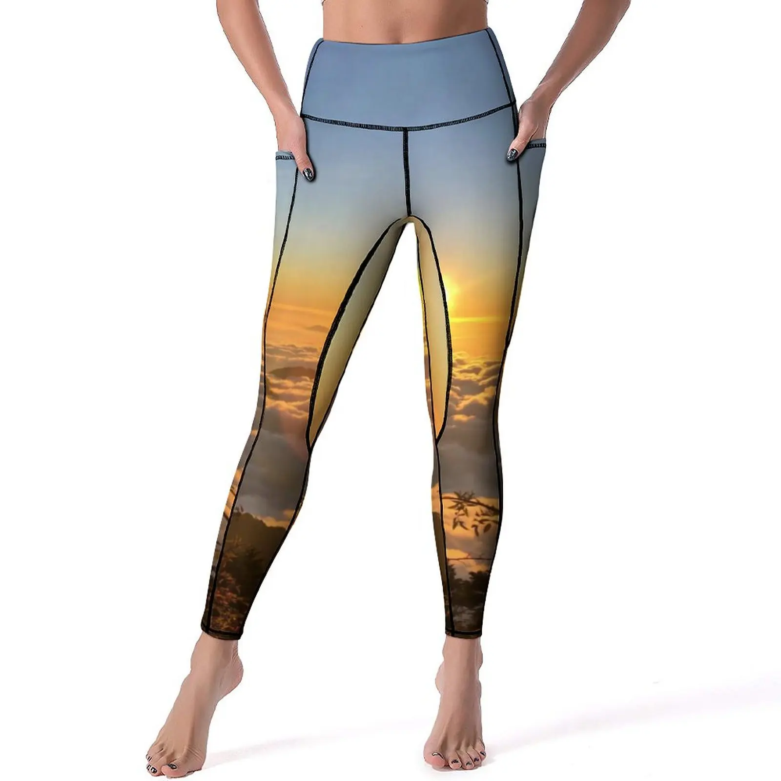 Hehuan Mountain Leggings Sexy Sunset Print High Waist Yoga Pants Stretch Leggins With Pockets Lady Custom Workout Sports Tights
Hehuan Mountain Leggings Sexy Sunset Print High Waist Yoga Pants Stretch Leggins With Pockets Lady Custom Workout Sports Tights