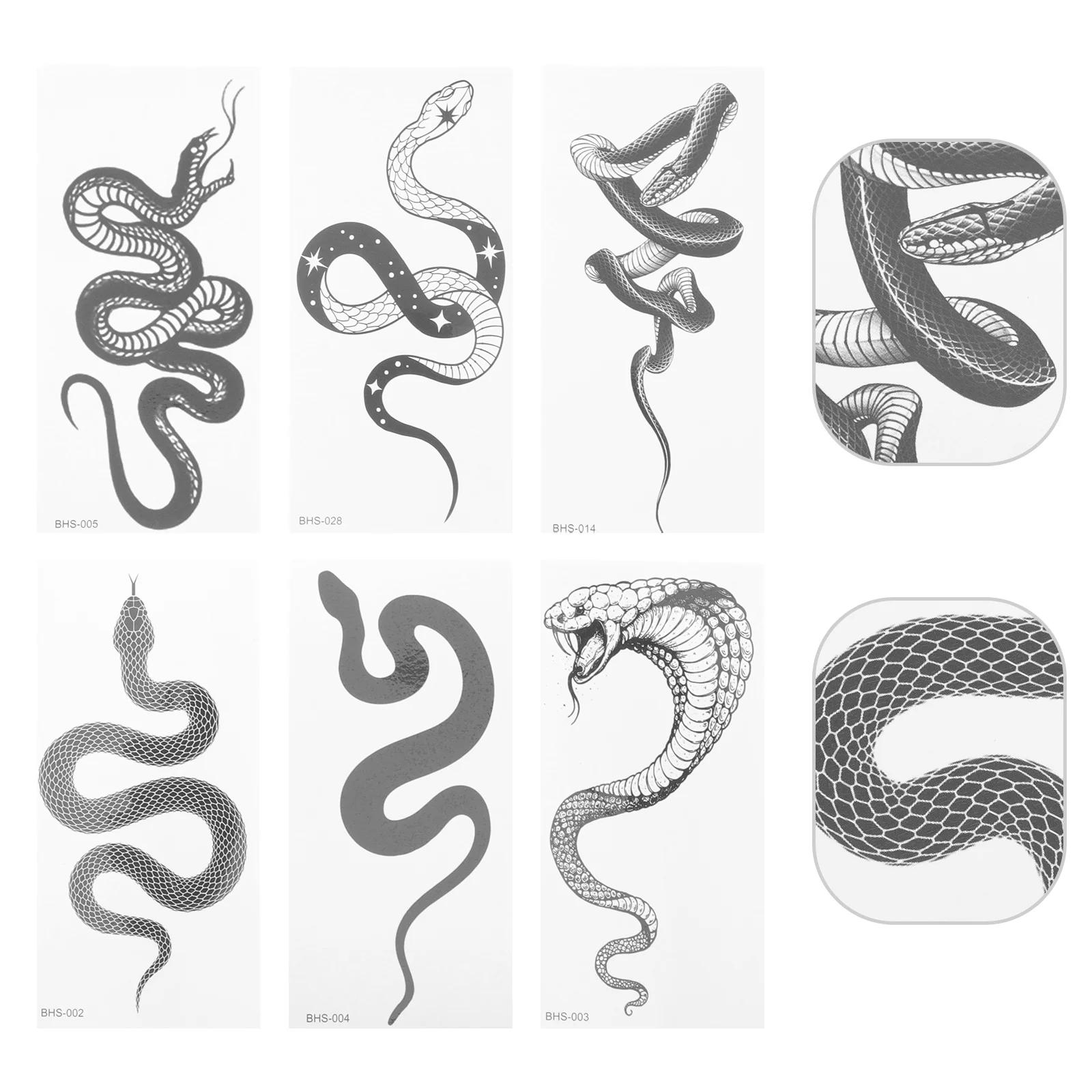 

12 шт., наклейки на татуировки «Змея»