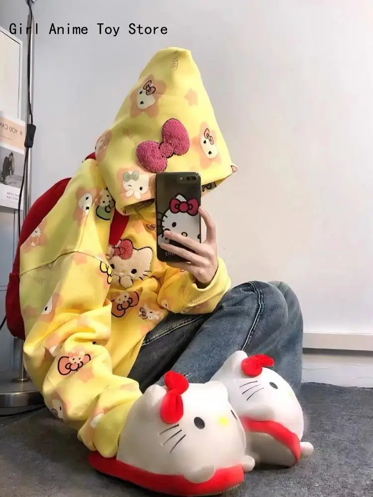 Kawaii Sanrio Hello Kitty Tops Sweet Spice Girl Hoodie Female Kt Cat Ins Loose Creative Personality Cardigan Coat Large Pockets
Kawaii Sanrio Hello Kitty Tops Sweet Spice Girl Hoodie Female Kt Cat Ins Loose Creative Personality Cardigan Coat Large Pockets