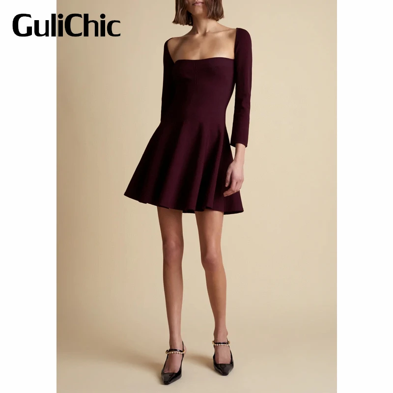 9.1 GuliChic Women Elegant Sexy Square Collar Collect Waist Long Sleeve Knitted Flared Dress
9.1 GuliChic Women Elegant Sexy Square Collar Collect Waist Long Sleeve Knitted Flared Dress