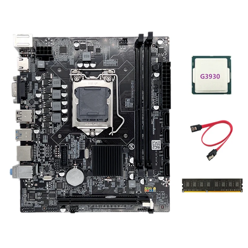 H110 Computer Motherboard LGA1151 Supports Celeron G3900 G3930 Series CPU With G3930 CPU+DDR4 4GB 2133Mhz RAM+SATA Cable
H110 Computer Motherboard LGA1151 Supports Celeron G3900 G3930 Series CPU With G3930 CPU+DDR4 4GB 2133Mhz RAM+SATA Cable