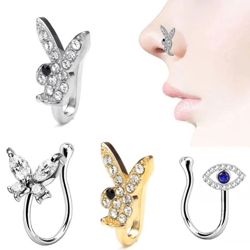 Fashion Crystal Creative Rabbit Fake Nose Piercing for Women Men Punk Septum Falso Nose Ring Falso Nariz Piercing Body Jewelry
Fashion Crystal Creative Rabbit Fake Nose Piercing for Women Men Punk Septum Falso Nose Ring Falso Nariz Piercing Body Jewelry