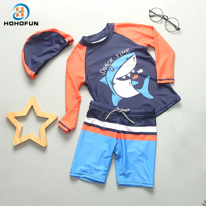 

Купальный костюм детский с принтом акулы UPF50, купальник с защитой от УФ излучения для мальчиков, пляжная одежда с длинными рукавами для начинающих ходить детей