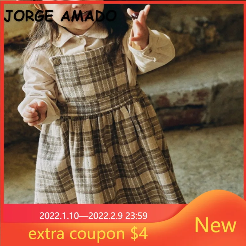 2022 Korean Style New Spring Kid Girl Dress Beige Brown Sling Sleeveless Plaid Overalls Dresses Children Elegant Dress E3280
2022 Korean Style New Spring Kid Girl Dress Beige Brown Sling Sleeveless Plaid Overalls Dresses Children Elegant Dress E3280