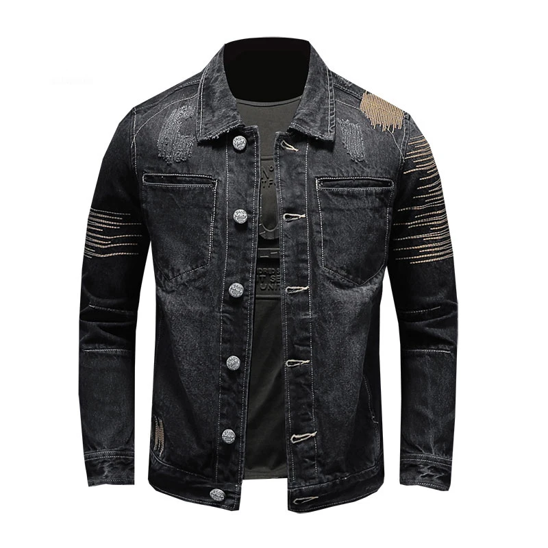 Denim Jacket Men's Pilot Embroidered Black Denim Jacket Casual Motorcycle Jacket Jacket
Denim Jacket Men's Pilot Embroidered Black Denim Jacket Casual Motorcycle Jacket Jacket
