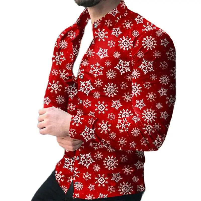 Spring Men Shirts Autumn Turn-down Collar Buttoned Shirt Casual Snowflake Print Long Sleeve Tops Club Prom Fashion Men's Clothes
Spring Men Shirts Autumn Turn-down Collar Buttoned Shirt Casual Snowflake Print Long Sleeve Tops Club Prom Fashion Men's Clothes