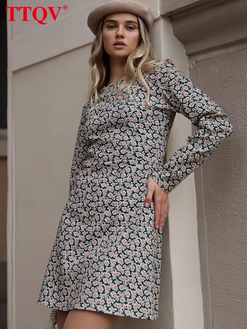 TTQV Casual Dark Green O-Neck Women'S Dress Elegant Floral Print Dresses Fashion Long Sleeve Straight Mini Dresses Streetwear
TTQV Casual Dark Green O-Neck Women'S Dress Elegant Floral Print Dresses Fashion Long Sleeve Straight Mini Dresses Streetwear