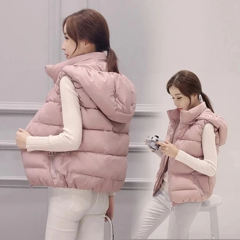 Women's Outerwear Hooded Vests Pink White Black Cotton Padded Short Vest for Women Sleeveless Jacket Coat Female Plus Size
Women's Outerwear Hooded Vests Pink White Black Cotton Padded Short Vest for Women Sleeveless Jacket Coat Female Plus Size